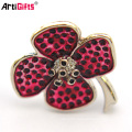 Wholesale Custom Cheap Metal Bulk Korean Magnet Rhinestone Flower Brooch Pin